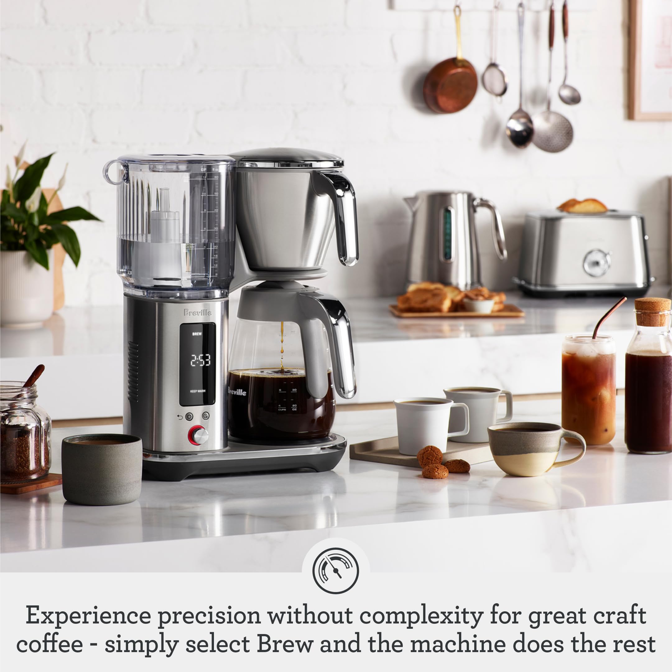 Breville Luxe Drip Coffee Machine, Brushed Stainless Steel, Glass Carafe