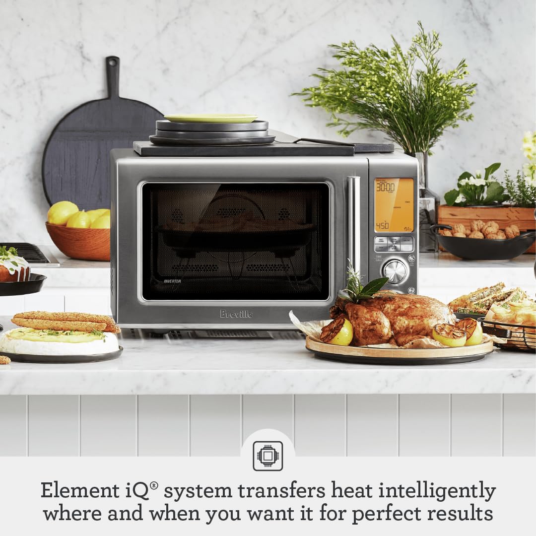 Breville BMO870BSS Combi Wave 3-in-1 Microwave, Air Fryer and Convection Oven, Brushed Stainless Steel