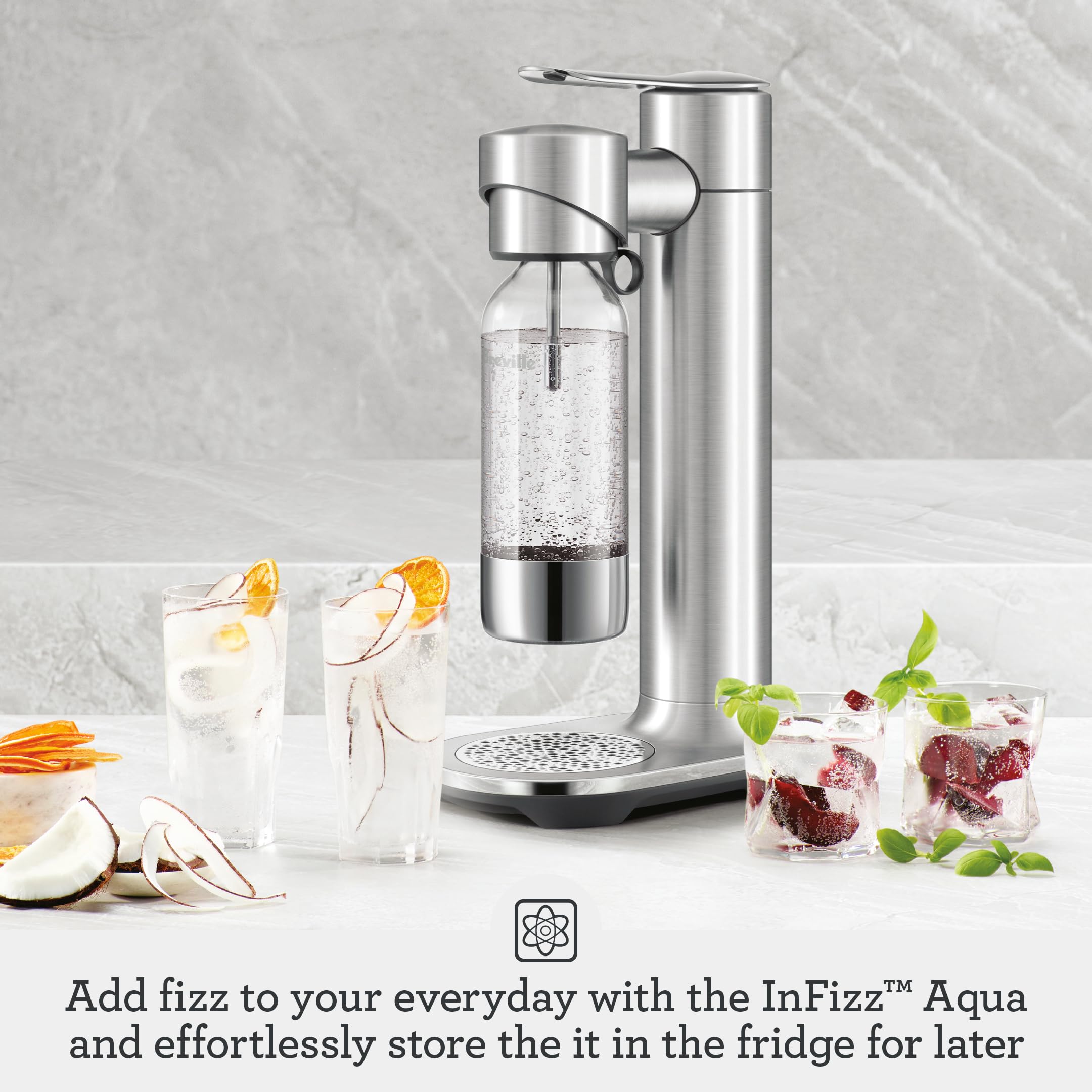 Breville BCA600BSS InFizz Aqua Sparkling Water Maker, Brushed Stainless Steel