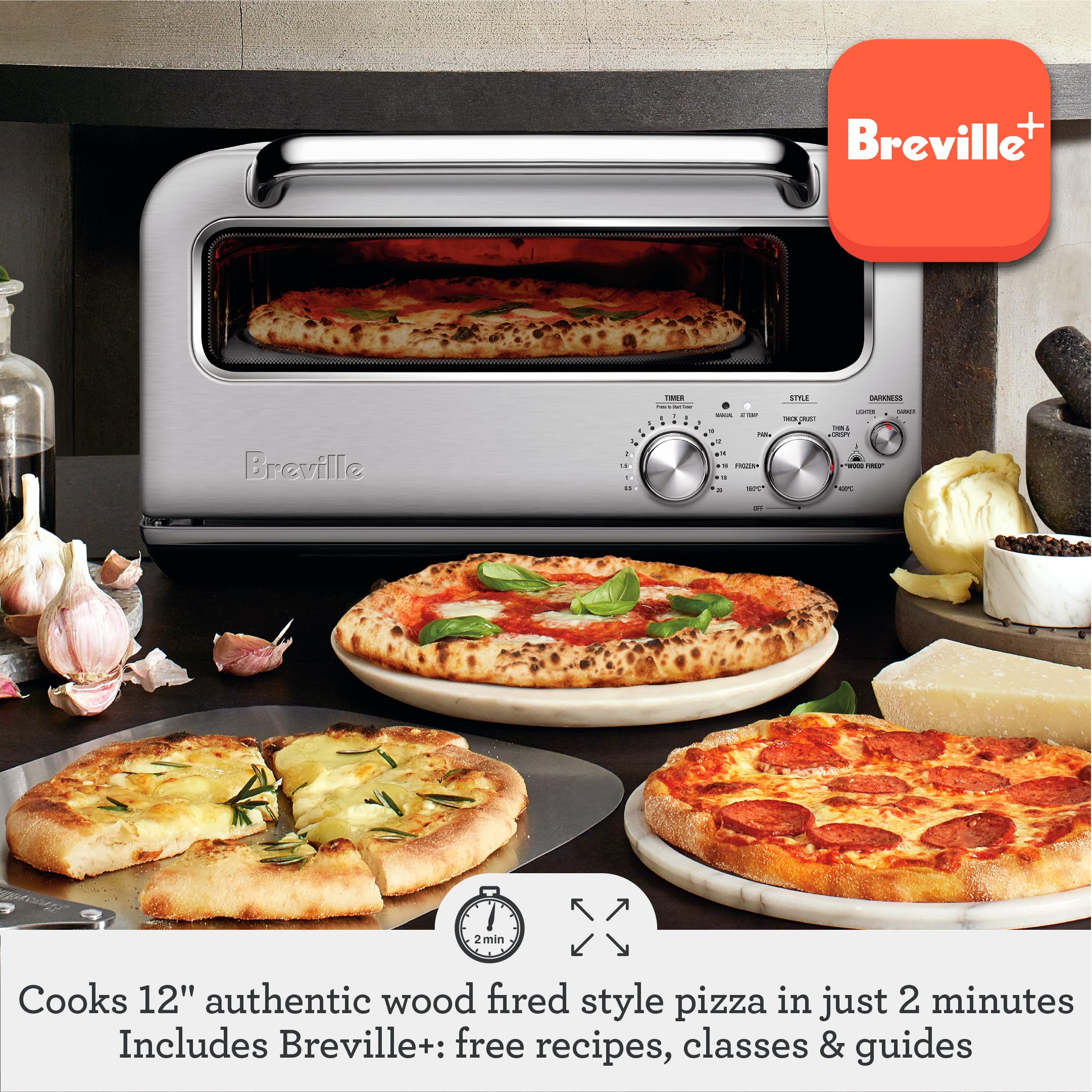 Breville BPZ820BTR Smart Oven Pizzaiolo Countertop Pizza Maker, Black Truffle