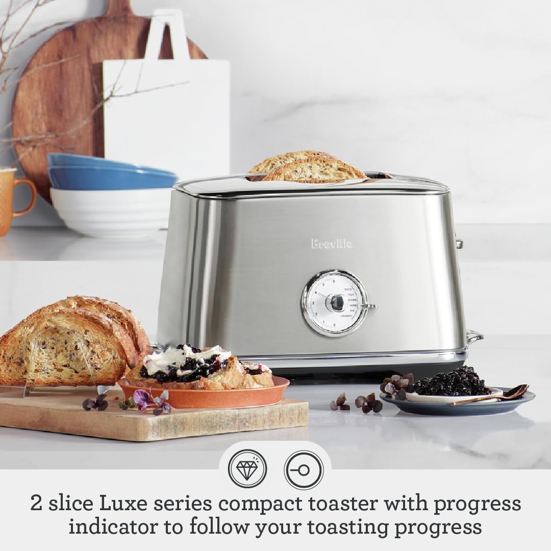 Breville BTA735BTR Toast Select Luxe Kitchen Toaster, 2 Slice, Black Truffle
