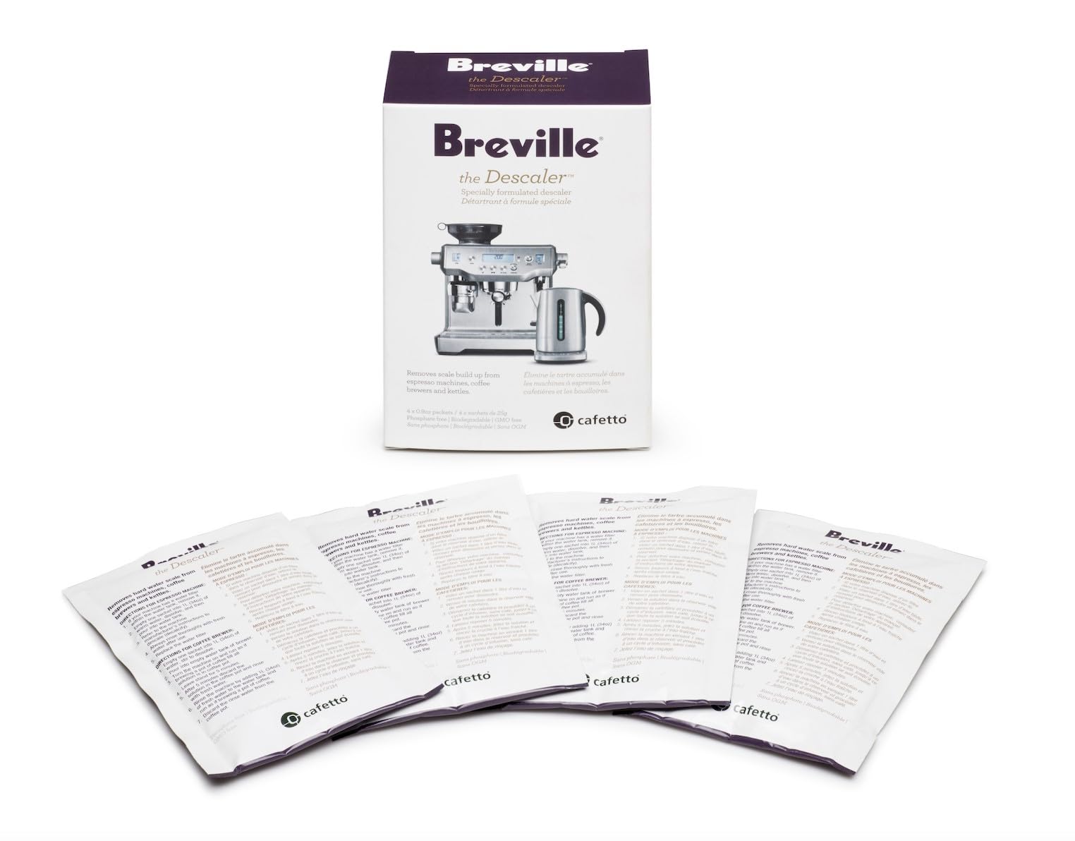Breville BES007 Espresso Machine Descaler for Breville Models, 4 pack